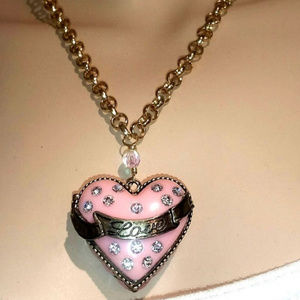 Pink Rhinestone Locket on 18" Rollo Chain